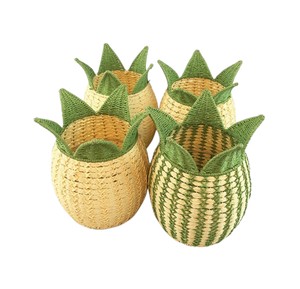 Panier de rangement en rotin ananas tressé à la main, boîte organisatrice créative en forme de fruits pour la décoration tropicale de la maison - Product Image 5