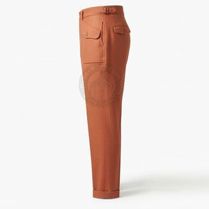 Pantalon de combat allemand classique, d'inspiration vintage, coupe droite, taille mi-haute, en toile légère, avec coutures renforcées et ceinture lisse - Product Image 4
