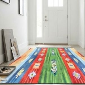 Top Quality Geometric Pattern Rectangle Area <b>Rug</b> Wool Acrylic Flat Weave Bohemian Style Rubber Backing Living Room Use - Product Image 4