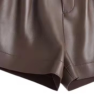 Shorts en cuir décontractés pour femmes, usage extérieur, prix de gros, logo personnalisé, coupe oversize, légers - Product Image 6
