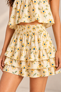 Ensemble jupe florale en voile de coton pour femme – Haut sans manches à volants et mini-jupe à volants, ensemble jupe d'été - Product Image 4
