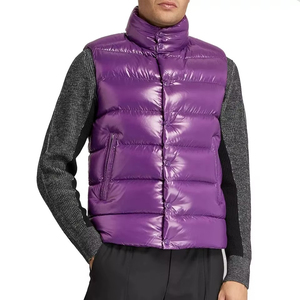 Chaleco Acolchado Brillante Personalizado para Hombre, Cuello Alto, Cierre de Cremallera, Acolchado, Invierno, Casual, Moda, Chalecos y Abrigos Acolchados para Hombre - Product Image 2