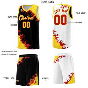 Uniformes de Baloncesto Sublimados Reversibles Personalizados al por Mayor, Tallas Grandes, Transpirables, Antibacterianos, 100% - Product Image 2