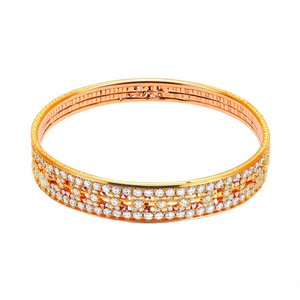 Gold Plated Cuff <b>Bangles</b> with Zircon Stones <b>Copper</b> Diamond Lookalike Bracelets for Engagement Gift - Product Image 3