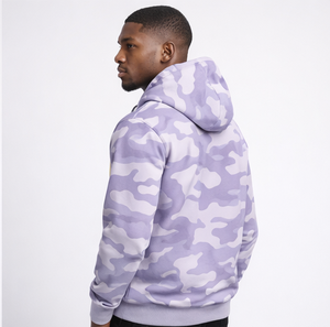 Nouveau design tendance : Sweat à capuche zippé camouflage lavande pour homme, épais et personnalisé - Product Image 2