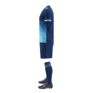 Uniforme de Fútbol para Hombre, Azul Degradado, Cuello en V, Manga Corta, Absorbe la Humedad, Ajuste Atlético, Impresión Sublimada, Conjunto de Camiseta de Fútbol - Product Image 6