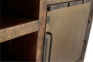 Armario de Dormitorio de Estilo Clásico Vintage, Armario de Metal y Madera Maciza con Puertas de Vidrio, Armario de Estilo Antiguo - Product Image 2