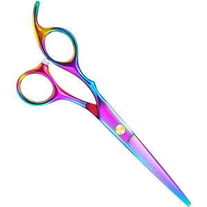 Ciseaux de coiffure professionnels 6'' en acier inoxydable, lame aiguisée arc-en-ciel, manche long, vente en gros à faible MOQ - Product Image 6