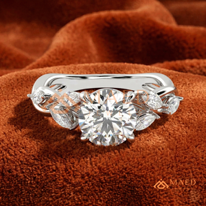 925 Sterling Silver Round Cut Moissanite Engagement Ring Leaf Vine Wedding Ring Luxury Bridal Jewelry USA <b>Gift</b> for Women - Product Image 1