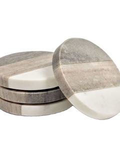 Ensemble de sous-verres en bois d'acacia haut de gamme, design en marbre de pierre, porte-gobelet, logo, idéal pour les cadeaux de mariage, les cadeaux d'entreprise et les repas de luxe - Product Image 1