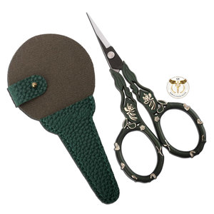 Ciseaux à broder vintage en acier inoxydable avec étui en cuir PU, coupe-fil de précision pour la couture, le point de croix et la broderie - Product Image 1