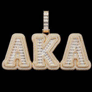 Colgante de letra personalizada con incrustaciones de moissanita plateada, estilo Hip Hop, con nombre, joyería llamativa, regalo, collar con nombre personalizado - Product Image 4