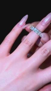 9.4CTW Moissanite Round Cut Two-Piece <b>Ring</b> <b>Set</b> Stylish 925 <b>Silver</b> with Closed Design Perfect Birthday Gift for Girlfriend - Product Image 5