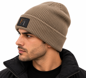Gorro de Punto Acanalado con Logotipo Personalizado al por Mayor, con Parche de Cuero Grabado, Puño Plegado, Gorro Cálido de Invierno, Unisex, Estilo Urbano, OEM - Product Image 3