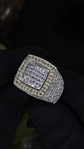 Sterling Silver Iced Square Halo Hip Hop <b>Ring</b> Micro Pave Moissanite Engagement Wedding Wide Half Pave Setting Gift <b>for</b> <b>Men</b> - Product Image 6