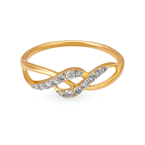 Bague en or massif 14 carats avec diamant de laboratoire, motif tressé éternel, pour femme, bande ondulée entrelacée empilable, élégante bague d'anniversaire - Product Image 1
