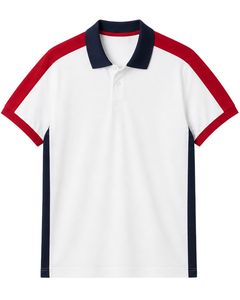 Polo homme personnalisé blanc, rouge et bleu marine, manches courtes, décontracté, sport, golf, respirant, été, design contrasté - Product Image 1