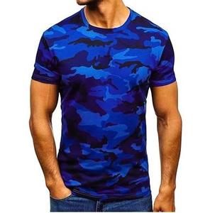 เสื้อยืดลายพรางสีน้ำเงินแห้งเร็ว สำหรับล่าสัตว์ ออกกำลังกาย ฟิตเนส แขนสั้น ทรงเข้ารูป ระบายอากาศได้ดี - Product Image 1