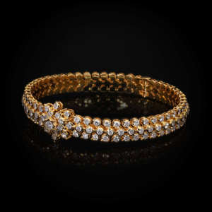 Bracelet de luxe en diamant de laboratoire pour femme, plaqué or, taille ronde, certifié IGI, bracelet de créateur, bijoux de mariage - Product Image 2