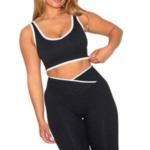 Soutien-gorge de sport et de yoga pour femme, personnalisé, antichoc, à maintien élevé, bicolore, double couche, non réglable, pour la gym, vente en gros - Product Image 1