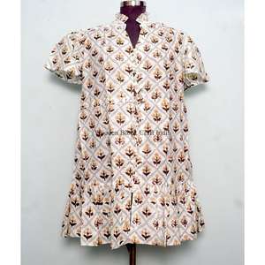 Nouvelle arrivée, robe courte de soirée à manches courtes et col en V, style bohème indien moderne, imprimé floral, en coton tricoté, pour femmes, été, plage - Product Image 2