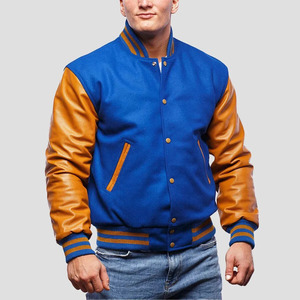Blouson Bomber Varsity pour Homme en Laine Noire et Cuir, Corps en Laine Premium, Manches en Cuir Véritable, Poignets Côtelés et Boutons Pression, Style Urbain - Product Image 2
