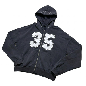 Glory High Quality Custom Graphic Zip Up Hoodie Heavyweight Cotton Fleece <b>Rhinestone</b> Hood Streetwear Oversized Winter <b>Jacket</b> - Product Image 3