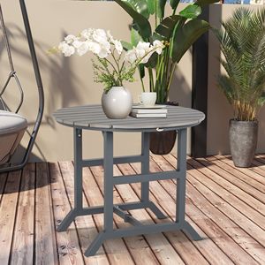 Dark Gray Aluminum Alloy <b>Round</b> Patio Dining <b>Table</b> with Umbrella Hole 4-Seater <b>Folding</b> Outdoor Furniture for Garden or Gym Use - Product Image 2