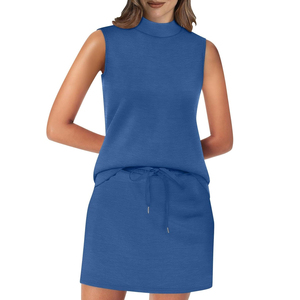 Conjunto de camiseta sin mangas y pantalones cortos de cuello alto para mujer Cool Fit Pickleball Vibe, conjunto a juego de camiseta sin mangas y pantalones cortos de cuello alto para mujer - Product Image 1