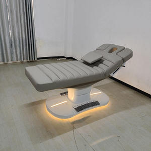 Modern White Base Stainless Steel Foldable Adjustable 4 Motors Electric Massage Table Spa <b>Bed</b> with <b>Led</b> <b>Lights</b> - Product Image 3