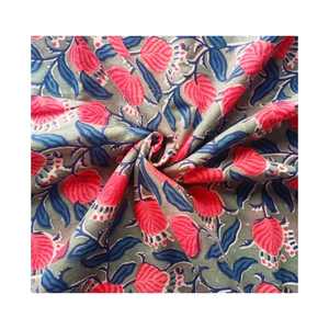 Nueva Tela Ecológica de Algodón Peinado Orgánico, Hecha a Mano en India, con Estampado a Bloque, Ideal para Confección de Vestidos - Product Image 3