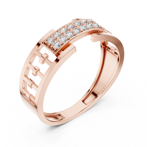 Rose Gold Diamond Fashion <b>Ring</b> Geometric Openwork Band Pavé Statement <b>Ring</b> for Women Luxury <b>Fine</b> Jewelry - Product Image 4
