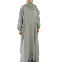 Nouvelle Abaya Musulmane Femme 2025 – Robe Longue en Satin Polyester Extensible Quatre Sens, Col Uni, Manches Longues, Légère, Idéale au Quotidien