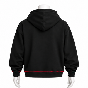 Sweat-shirt à capuche noir Indus brodé, motif floral, poche kangourou, streetwear décontracté, unisexe, haut de mode d'hiver - Product Image 2