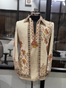 Sherwani pour homme, broderie florale, anti-humidité, infroissable, pour mariage, style traditionnel indien pakistanais, coupe classique - Product Image 2