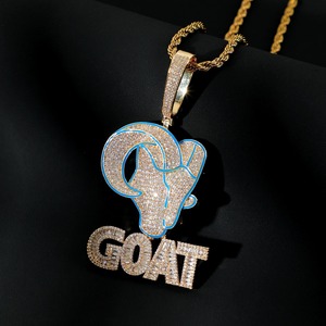 Pendentif Goff en Moissanite Plaqué Or avec Tête de Taureau, Bijou Hip Hop pour Homme, Pendentif Lettre Iced Out pour Usage Quotidien - Product Image 4