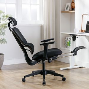 Sedia da Ufficio Ergonomica in Rete con Ruote Silenziose a 360 Gradi, Braccioli Regolabili, Poggiapiedi, Supporto Lombare 3D, Poggiatesta Multifunzionale - Product Image 6