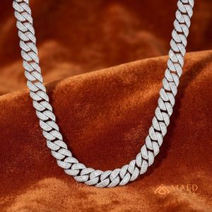 Collar de eslabones cubanos de moissanita plateada con incrustaciones de circonitas, estilo hip hop, joyería de lujo para hombres y mujeres - Product Image 3