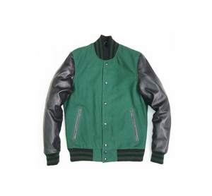 Veste universitaire en laine pour homme avec manches en cuir, fermeture à boutons, vêtement décontracté d'hiver, veste universitaire de style collégial - Product Image 1