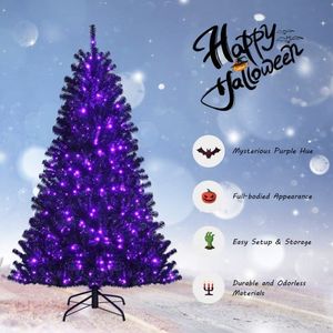 Albero di Natale e Halloween Artificiale con Luci LED Nere e Viola - Product Image 2
