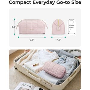 Women's Makeup Bag Travel for Toiletry Organizer Case Wide Open Pouch Purse Puffy Padding Essential Cosmetic Bags for Women - Product Image 2