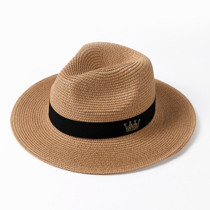 Wholesale Custom Logo Summer Panama Fedora <b>Straw</b> <b>Hat</b> Wide Brim Roll up Beach Sun <b>Straw</b> <b>Hat</b> Women and Men - Product Image 5