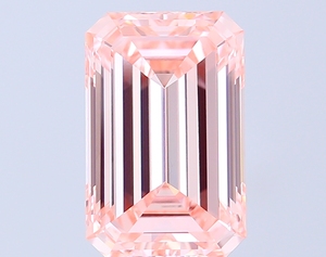 Diamant rose fantaisie de taille émeraude cultivé en laboratoire pour la fabrication de bijoux - Product Image 1