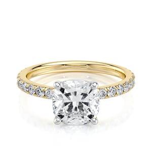 แหวนหมั้นเพชรทรงคุชชั่นชุบโรเดียมทองคำขาว 10KT พร้อมใบรับรอง IGI เพชรเพาะเลี้ยงในห้องปฏิบัติการ ประดับเพชรแบบ Pave สำหรับวันครบรอบแต่งงาน - Product Image 3