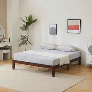 Basic Single Bed Frame 189*136*30.5cm Painted Pine Wood in Brown Wooden Beds - Product Image 3