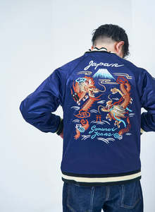 Veste universitaire Sukajan souvenir, brodée, en toile, unisexe, patchwork, hiver, fine, enduite, à capuche, doublée de coton - Product Image 3