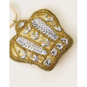 Porte-clés breloque de sac bohème durable avec perles, sangle en cuir multicolore et broderie de perles complexes, porte-clés en verre - Product Image 4