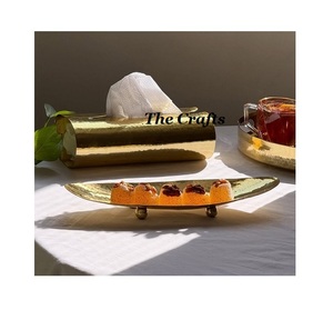 Porta Servilletas de Acero Inoxidable Martillado en Dorado, Diseño Magnífico, Caja para Servilletas para el Hogar y Hoteles - Product Image 1