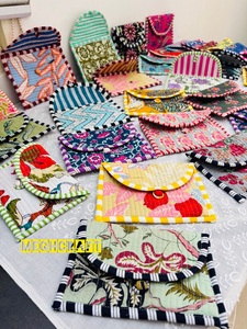 High Quality Cotton Quilted <b>Square</b> Bag With Flip Closure Lightweight And Multi Functional Pouches for Coin Card <b>Key</b> And Earbuds - Product Image 3