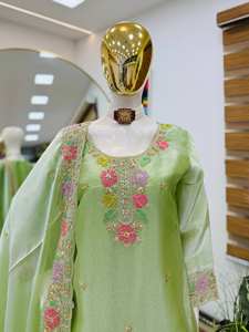 Ensemble de costume palazzo en soie brodée GMY de qualité supérieure – Vêtements ethniques pour femmes de qualité export - Product Image 2